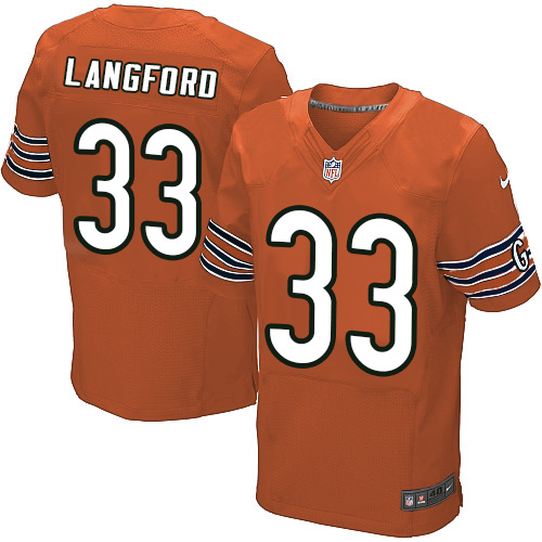 Men's Elite Jeremy Langford Nike Jersey Orange Alternate - #33 NFL Chicago Bears